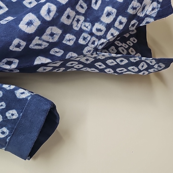 Tommy Bahama Shibori Linen Baja Hoodie, Blue White, Size Medium - Picture 4 of 12